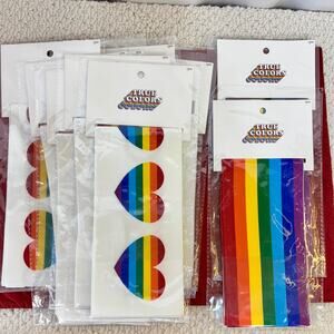 Rainbow Stripes & Hearts Satin Sash Lot of 11 4"x 66" 5.5 Ft New Joann Gay Pride